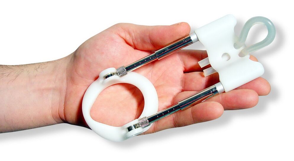 The extender is a device based on the principle of stretching the penile tissues